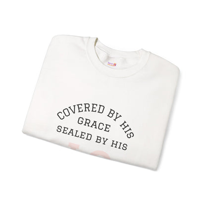 Covered by Grace Crewneck Sweatshirt — Inspirational Christian Pullover