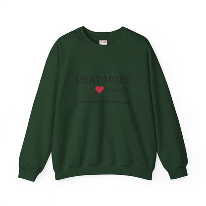 Pray More - worry less Crewneck Sweatshirt — Inspirational Christian Pullover