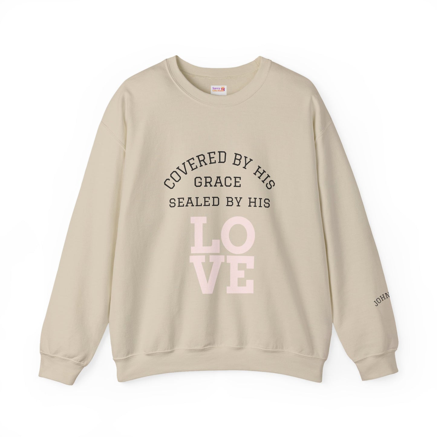 Covered by Grace Crewneck Sweatshirt — Inspirational Christian Pullover