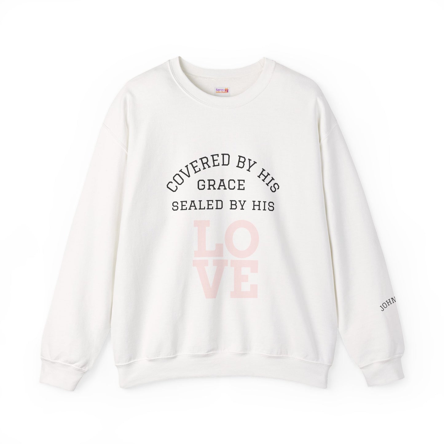 Covered by Grace Crewneck Sweatshirt — Inspirational Christian Pullover