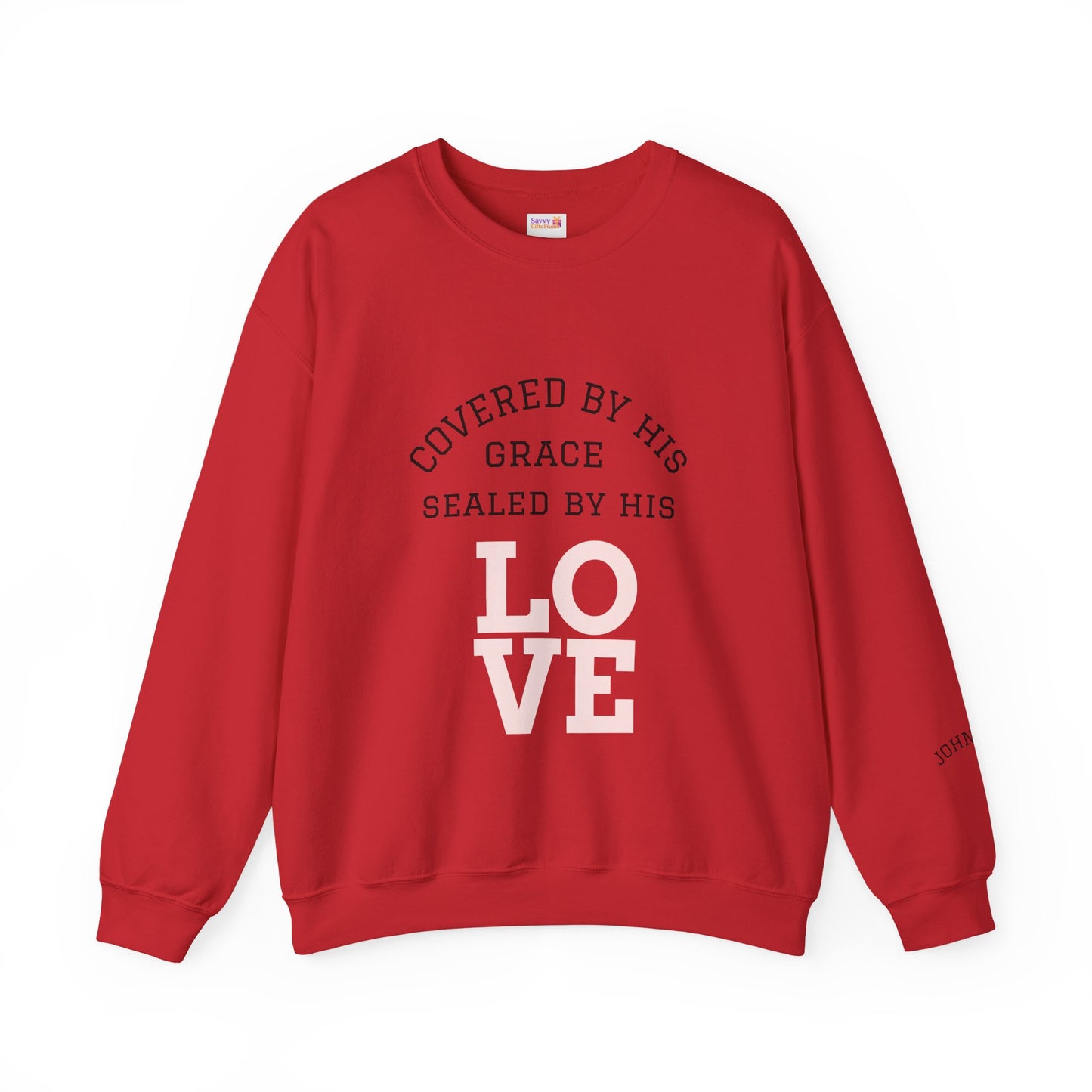 Covered by Grace Crewneck Sweatshirt — Inspirational Christian Pullover