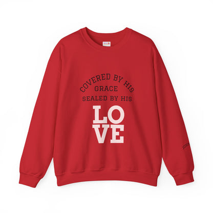Covered by Grace Crewneck Sweatshirt — Inspirational Christian Pullover